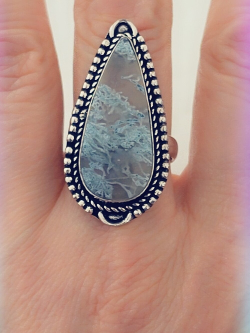 Adjustable Gemstone Statement Ring Overlay Sterling Silver Plated